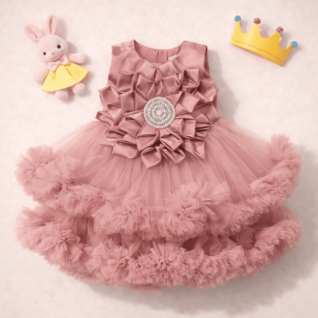 Peach Luxe Party Frock - Image 2