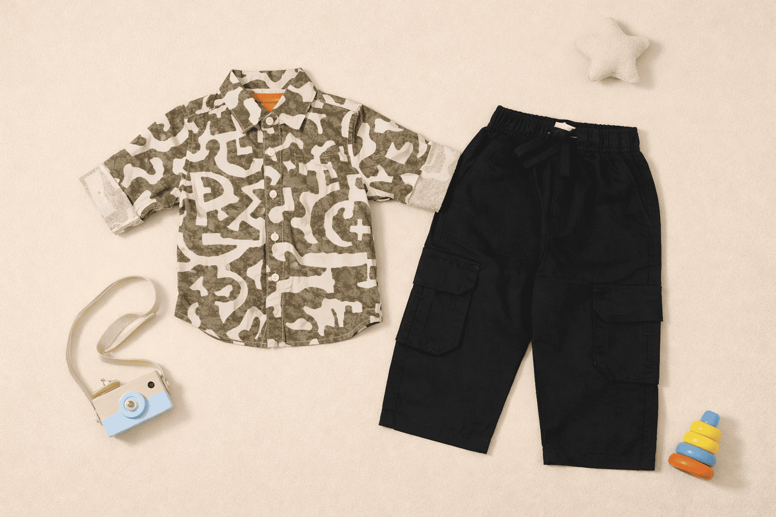 Premium Boys Casual Camo Shirt & Cargo Pants Outfit - Image 2