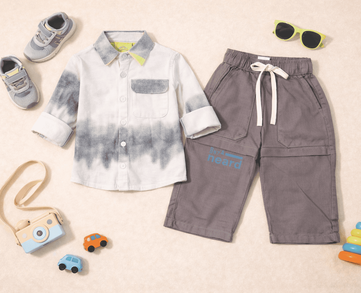 Boys Tie-Dye Effect Shirt & Grey Cargo Trousers - Image 2