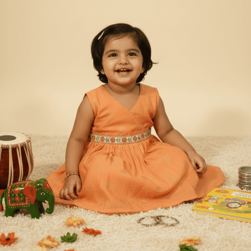 Festive Peach Casual Frock