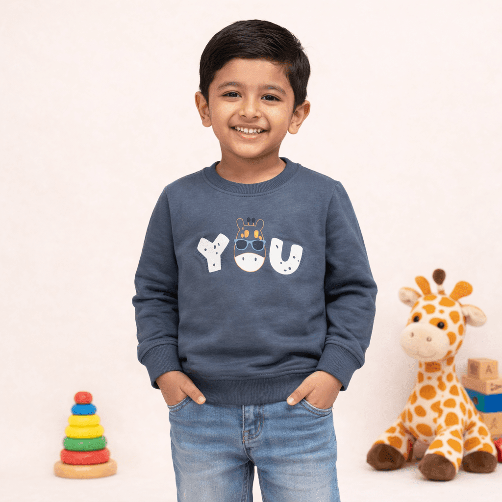 Charcoal Blue Cotton Sweatshirt