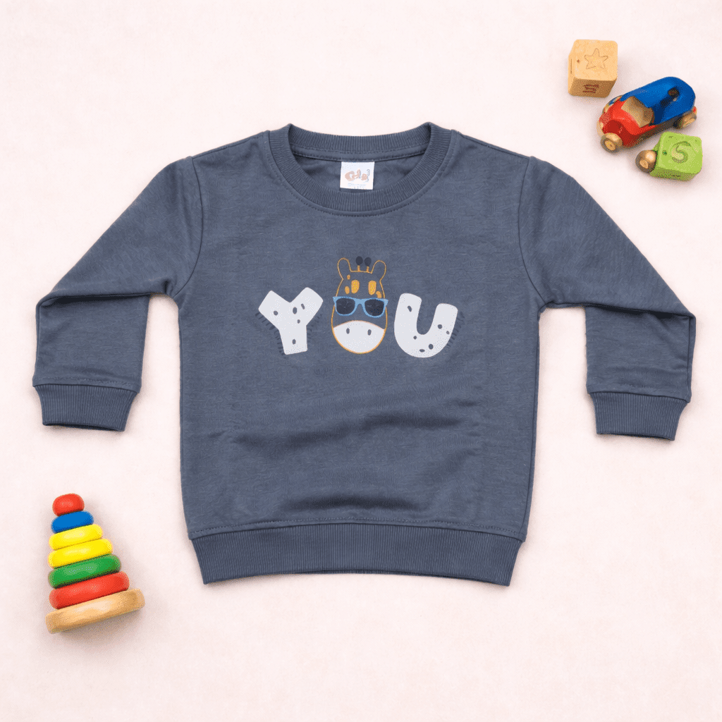 Charcoal Blue Cotton Sweatshirt - Image 2