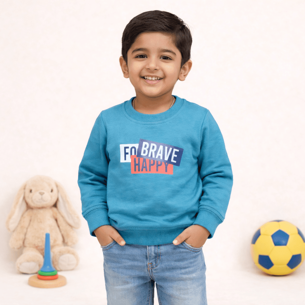 Teal Blue Cotton Sweatshirt