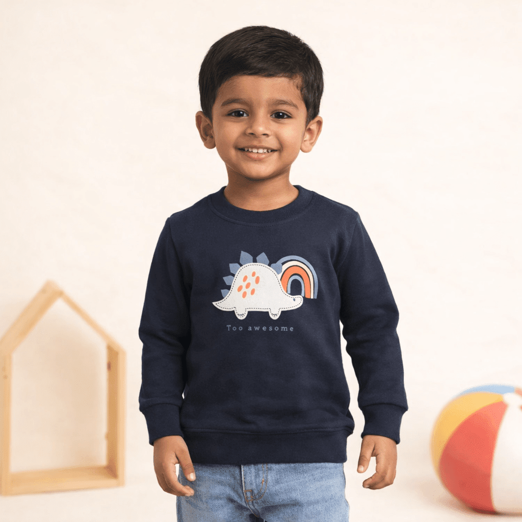 Dino Kids Navy Cotton Sweatshirt