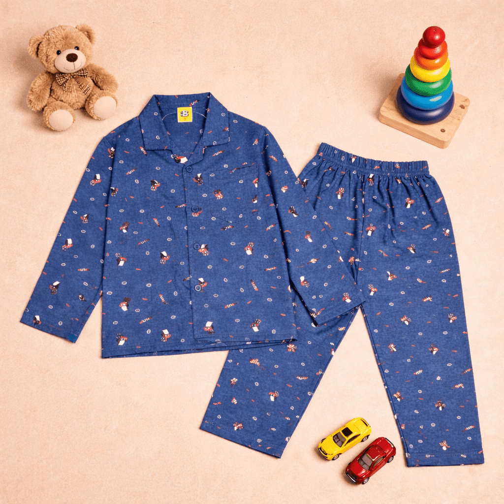 Navy Blue Cotton Nightwear Set - Image 2