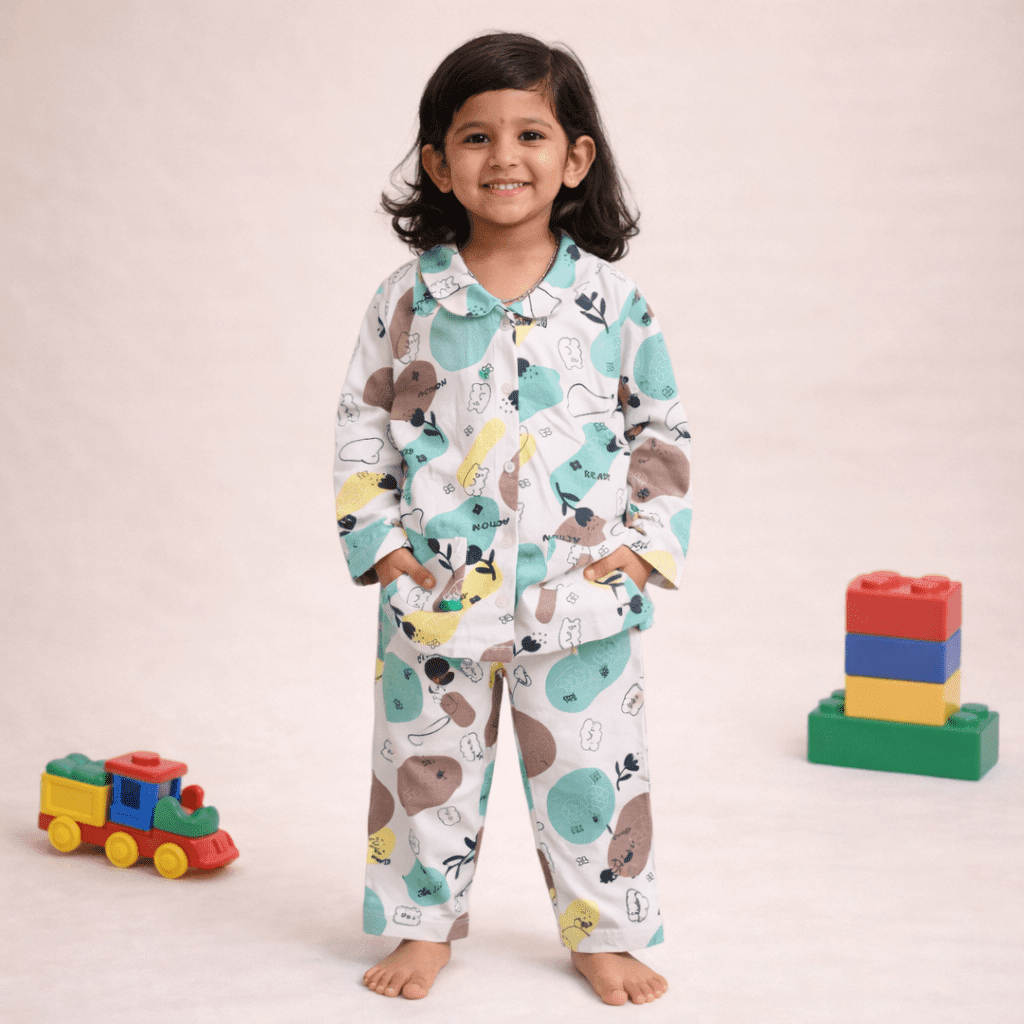 Abstract Print Cotton Nightwear Set
