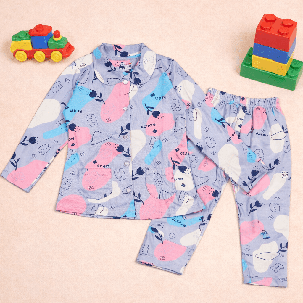 Pastel Blue Cotton Nightwear Set - Image 2