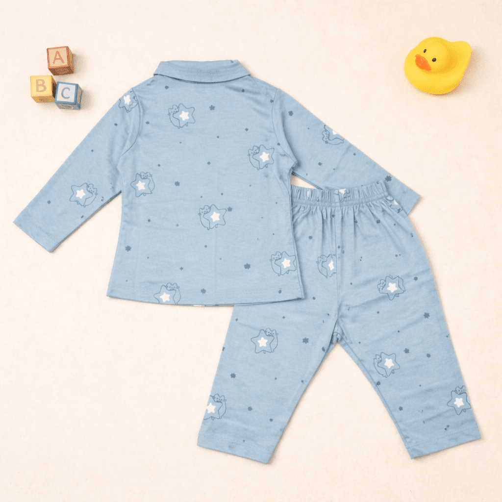 Sky Blue Printed Cotton Pajama Set - Image 2