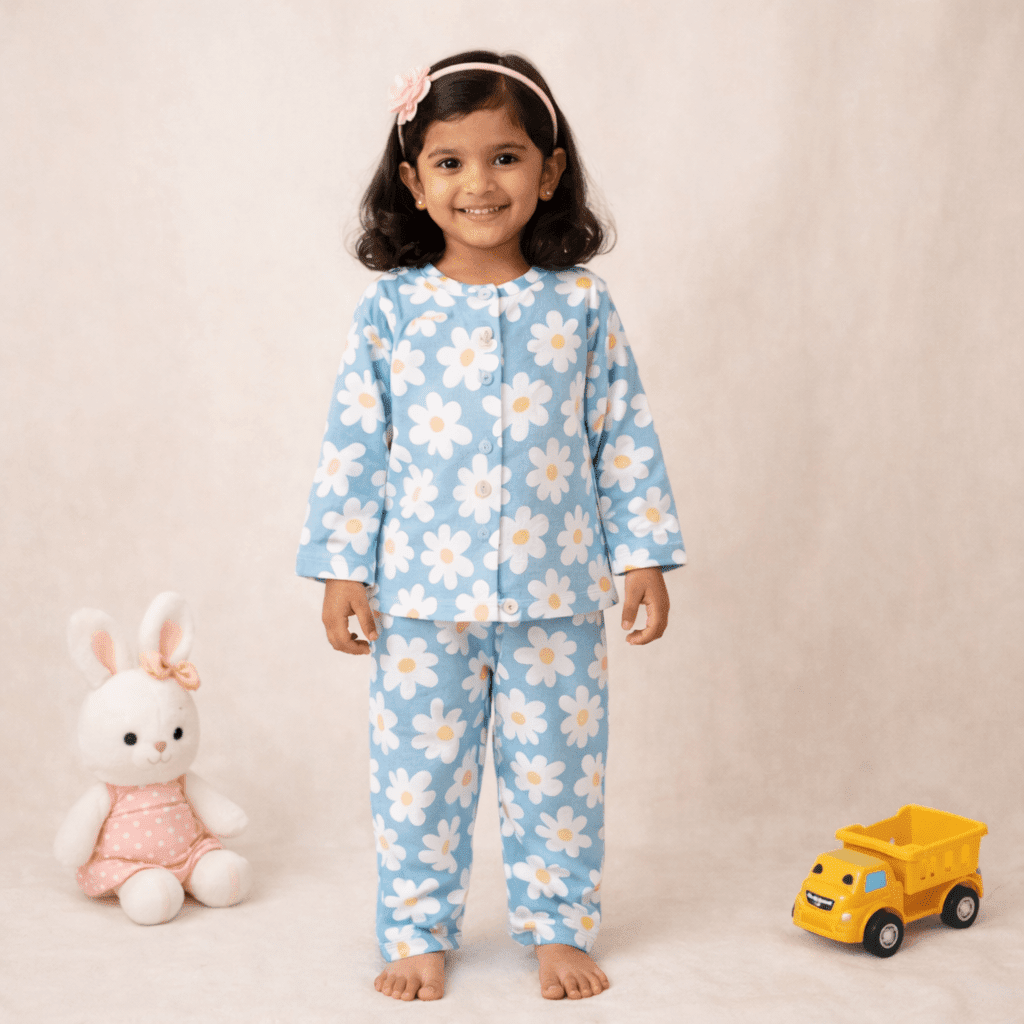 Kids Blue Cotton Sleepwear Set