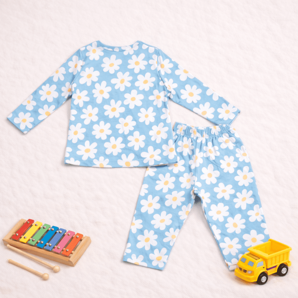 Kids Blue Cotton Sleepwear Set - Image 2