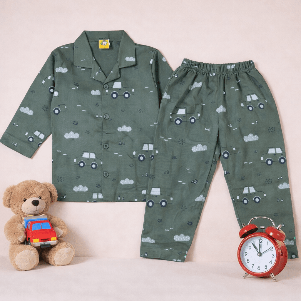 Olive Green Cotton Nightwear - Image 2