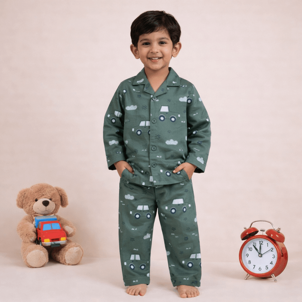 Olive Green Cotton Nightwear